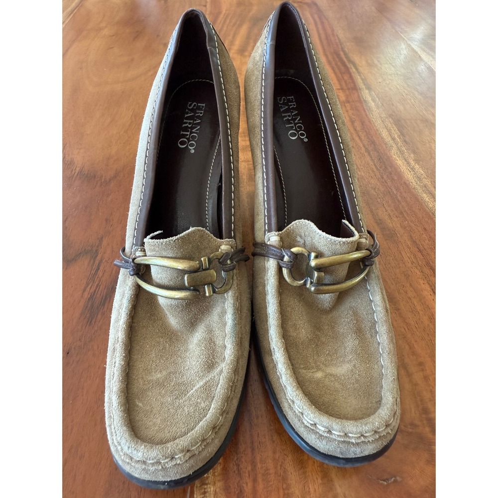 Franco Sarto Women's Heeled Brown Loafers Size 10M